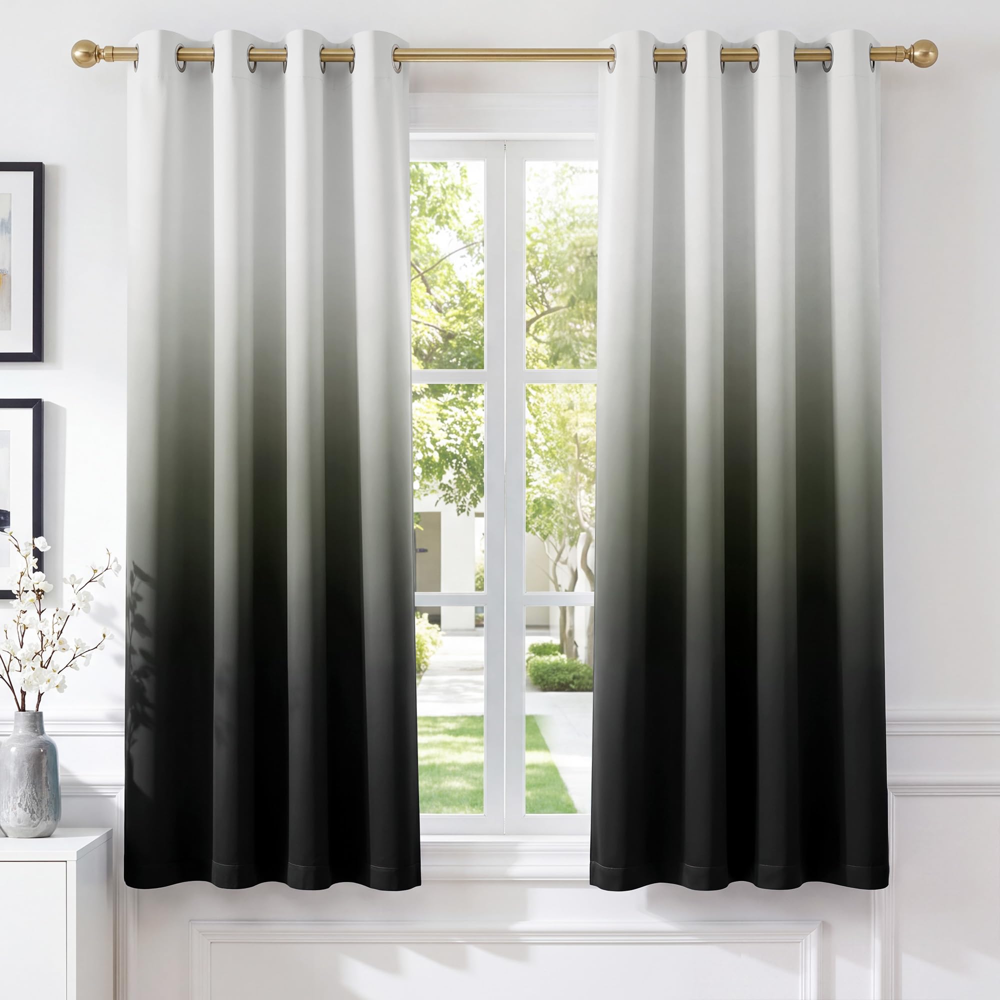 PONY DANCE Blackout Curtains for Bedroom, Gradient Black, 2 Panels, 46x54 — image 1