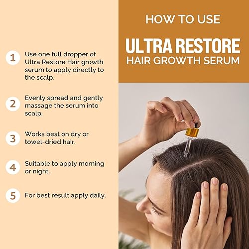 Miniatura 9 de Ultra Restore - Suero para el crecimiento del cabello - Promueve el crecimiento más completo del cabello y reduce la pérdida de cabello, nutre el