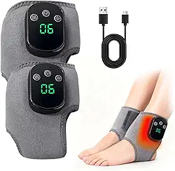 Massageador de pés 3 em 1, massageador portátil para pés e tornozelos com 3 modos de vibração e 5 níveis de calor, envoltório de tornozelo aquecido portátil para alívio da dor nos pés, inchaço (2