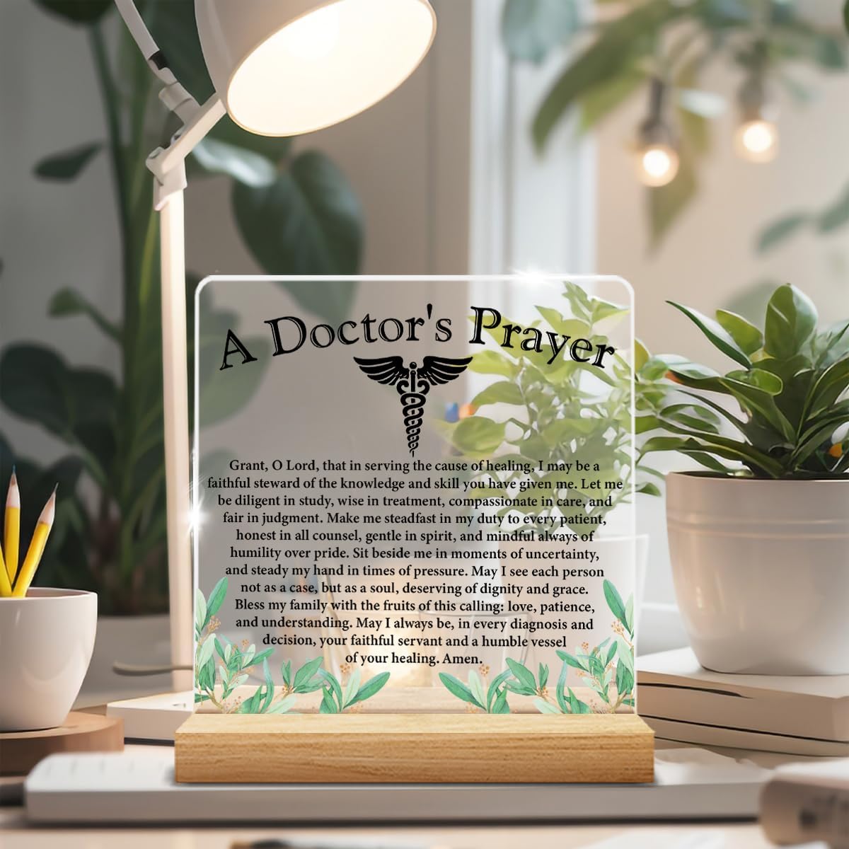 Doctor Office Desk Decor Sign, Gifts for Doctor Medical Profession Med School Graduation, Doctor's Prayer Clear Acrylic Sign MD Office Decorations image 5