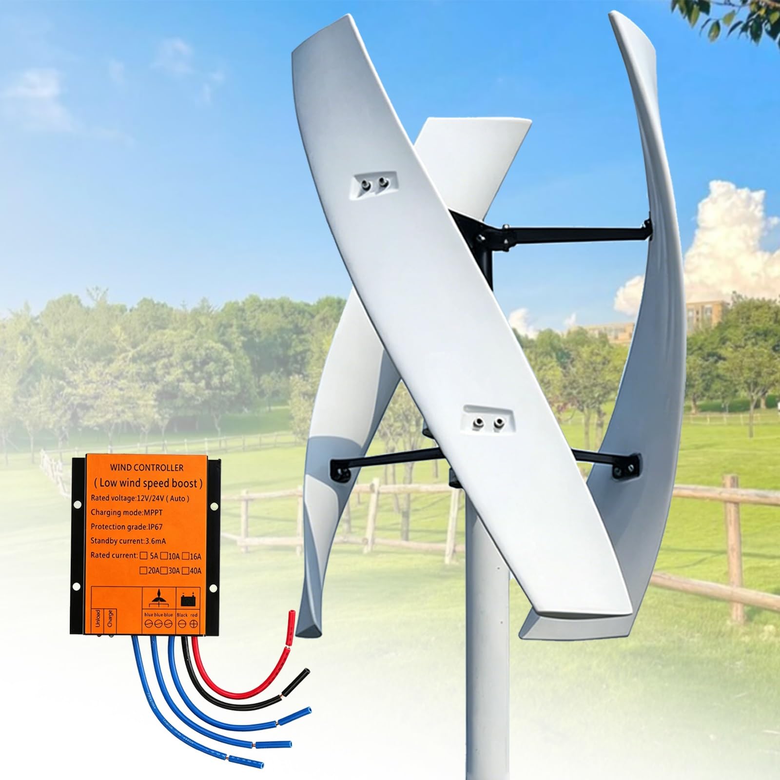Kit generatore di turbina eolica 16000W 20000W 12V/24V/48V/220V, Sistema di Alimentazione Verticale e Orizzontale per casa, Barca, Uso Marino, Illuminazione Stradale, Soluzione efficiente(16000W,220V)