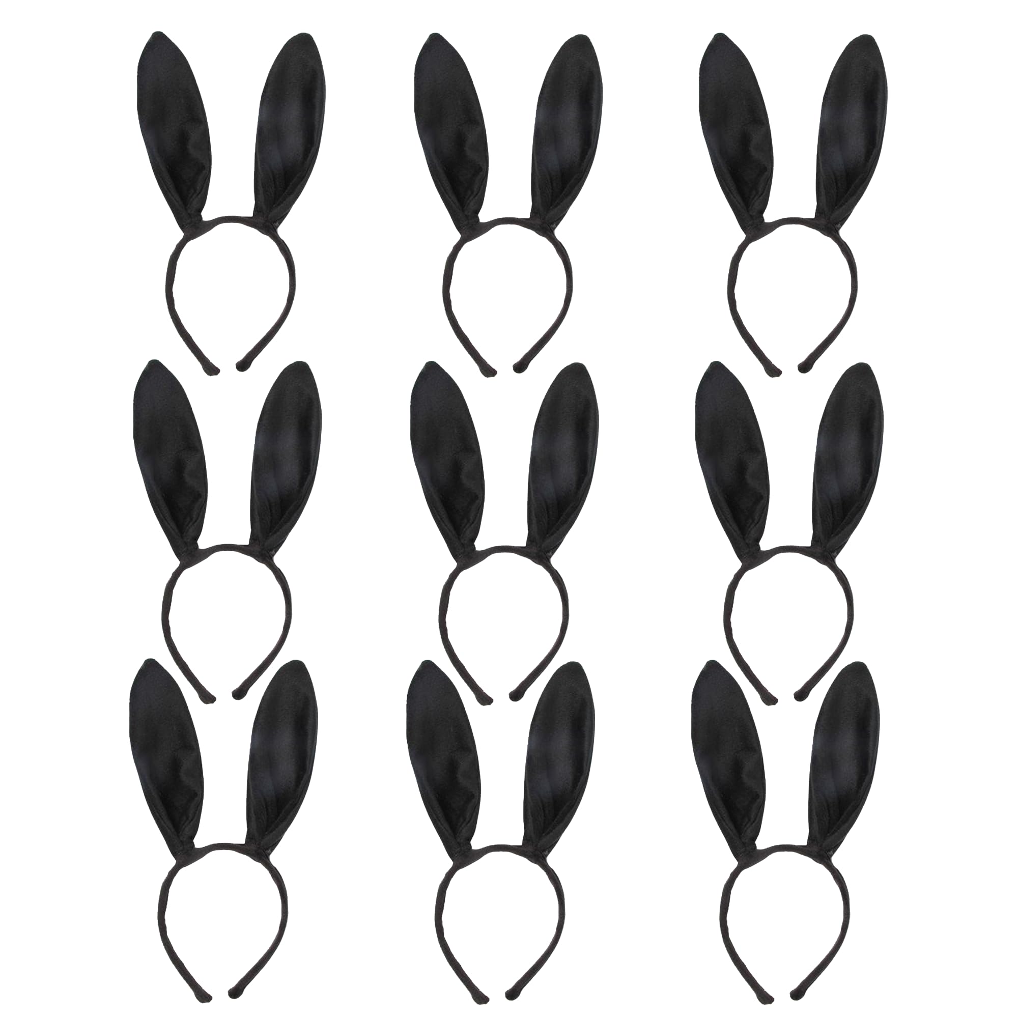 FUN FABLES Bendable Rabbit Ears Headband – Fluffy Bunny Ears for Adults – Easter, Fancy Dress, Cosplay & Animal Costume Accessory (9, Black, One Size)