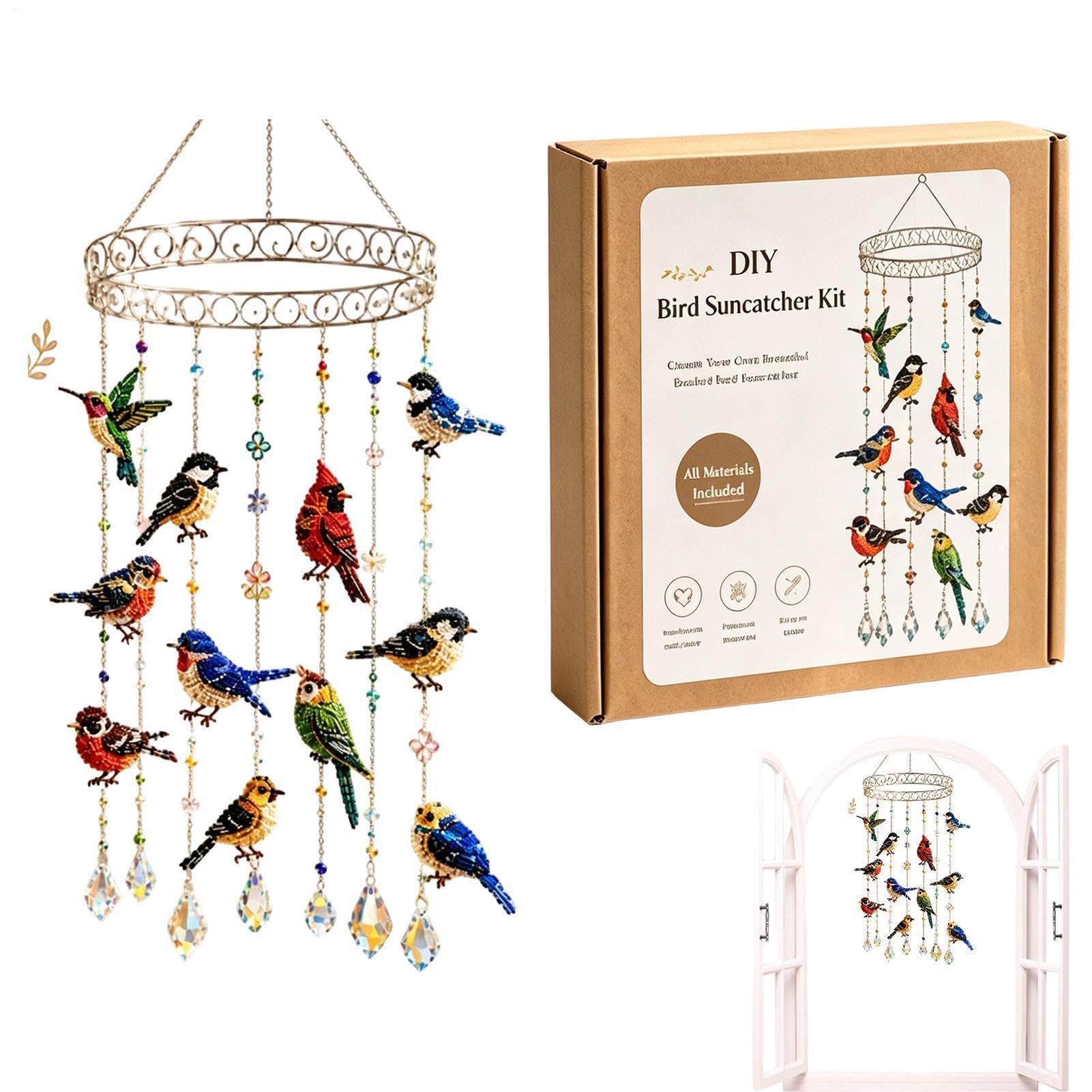 Kits abalorios colibrí para crear un carillón de viento decorativo en tu jardín