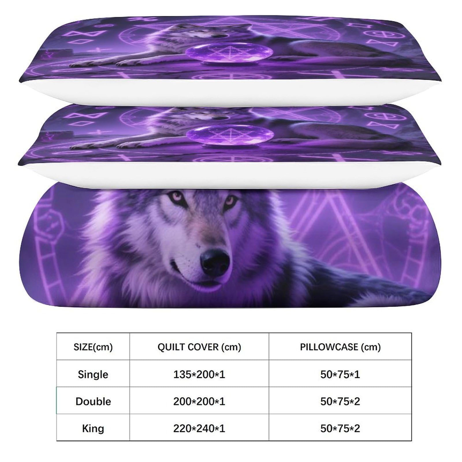 Lunar Tarot Wilk Pościel z mikrofibry Oddychająca mistycyzm Zwierzę Pokrowiec na kołdrę Poszewki King (220 x 240 cm)