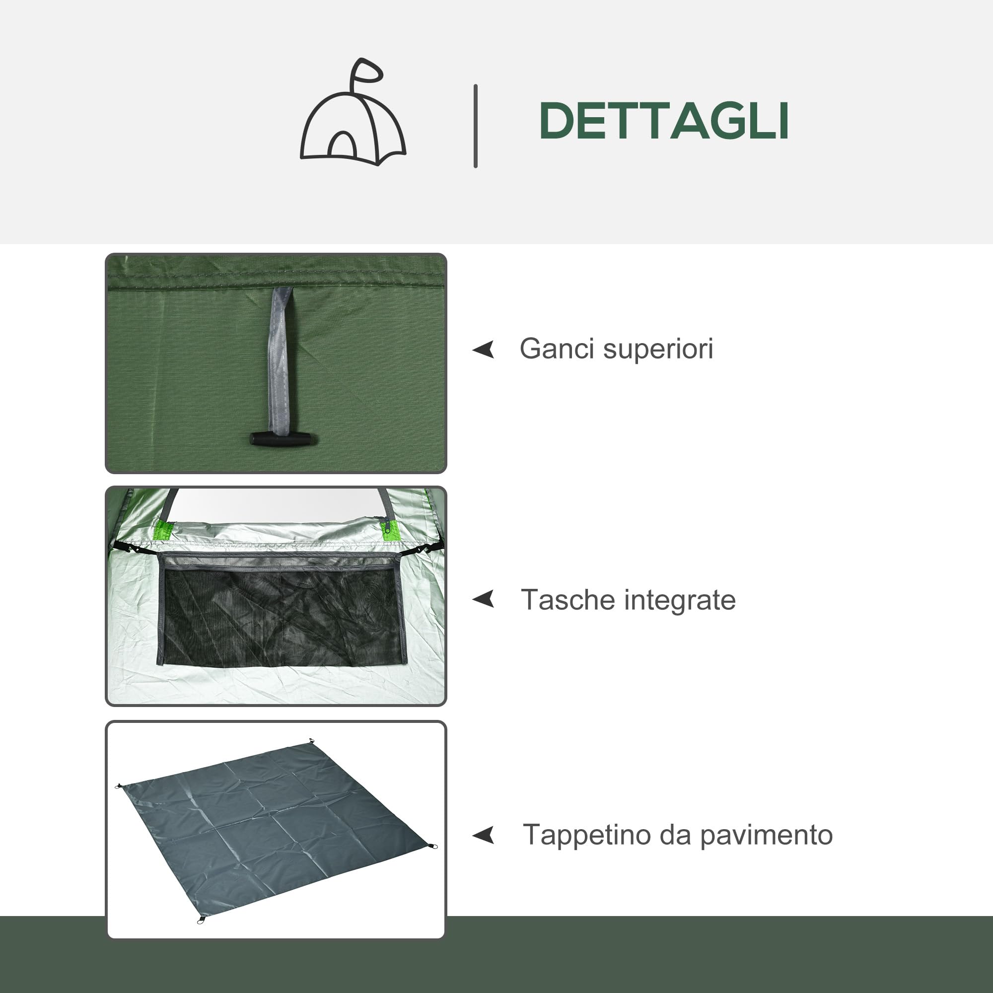Outsunny Tenda Doccia da Campeggio Portatile 126x124x189 cm