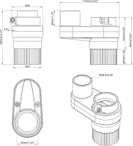 Miniatura 2 de FoxAlien Zapata de polvo de 1.654 in de diámetro para Mastuer Pro, máquina enrutadora CNC Masuter 4040 con motor de husillo de 60 W 1.654 in,