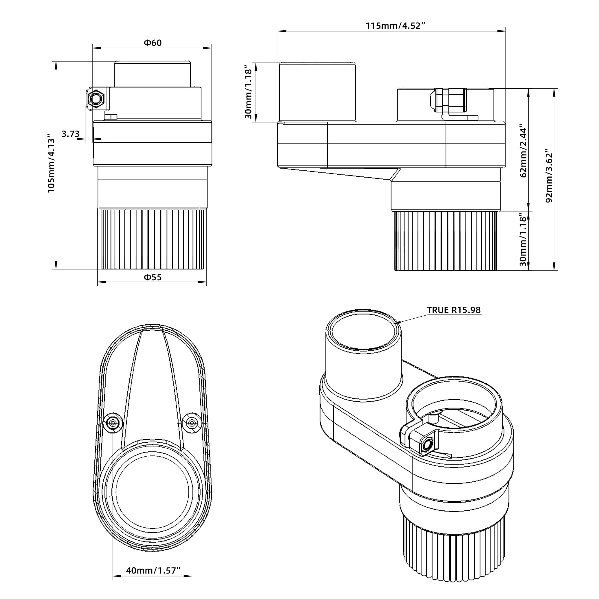 FoxAlien Patin à poussière 42mm pour Mastuer Pro, Masuter 3 CNC Fraiseuse avec moteur de broche 42mm, tuyau diamètre 38mm