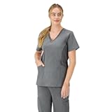 Hanes Women&apos;s Scrubs Healthcare Top&comma; Moisture-Wicking Stretch Scrub Shirts&comma; Ribbed Side Panels
