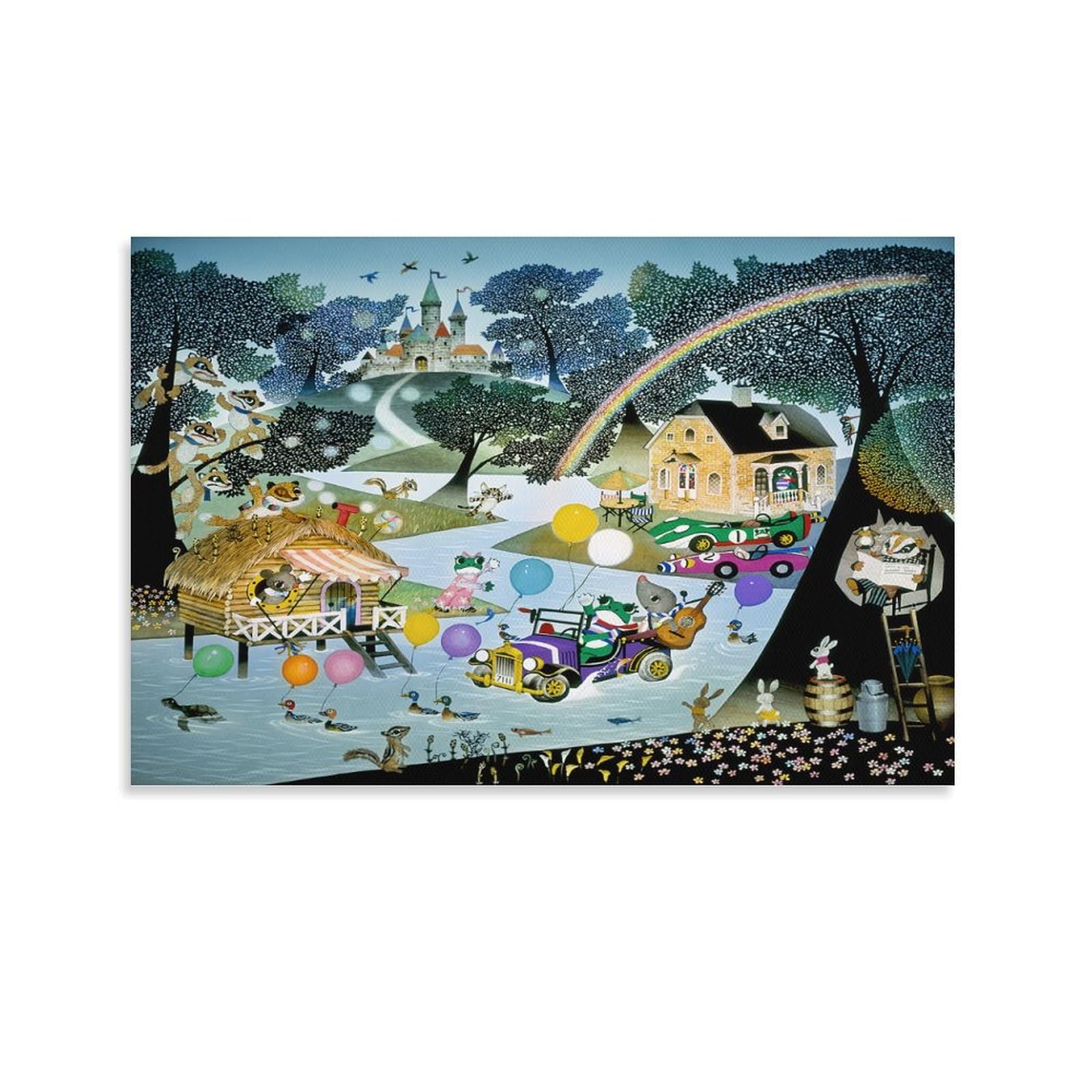Amazon.co.jp: 藤城清治 ケロヨンワールド 絵画 ポスター 工芸品の装飾