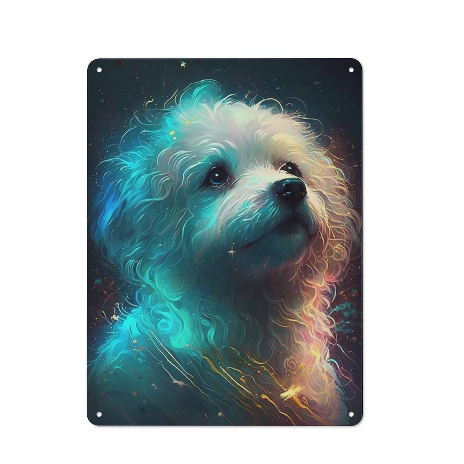 Junmoney Bichon Frise Dog-3 Bichon Frise Dog Industrial-Style Metal Plaque 40X30cm For Hallway Wall, A Winter Wall Decor Update For Hallway Decor Lovers