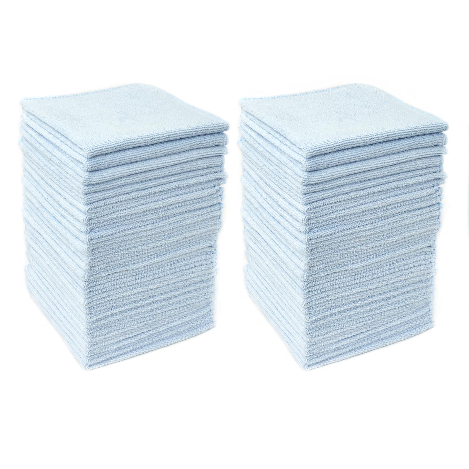 HAWOK Microfiber Cleaning Cloths with Poly Scour Scrub Side, 13 x 13 inches, 50 Pack, Glass Car Window Dish Cloths, Reusable and Machine Washable, Lint-Free, Light Blue