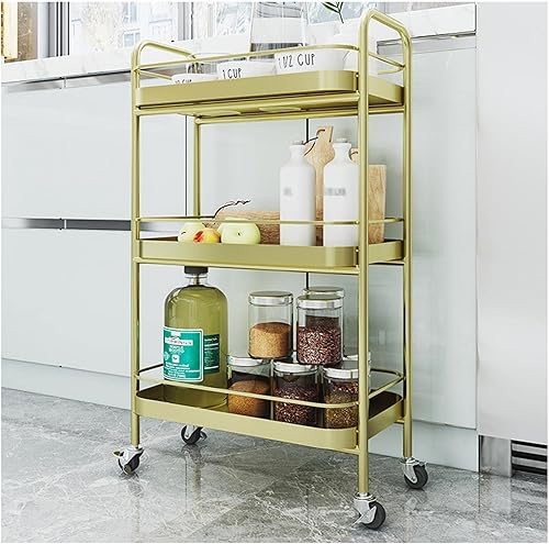 Miniatura 5 de HIHELO Carrito apilable de almacenamiento de frutas y verduras para cocina, estante extraíble para el hogar, 3 niveles, cubiertos y carrito de