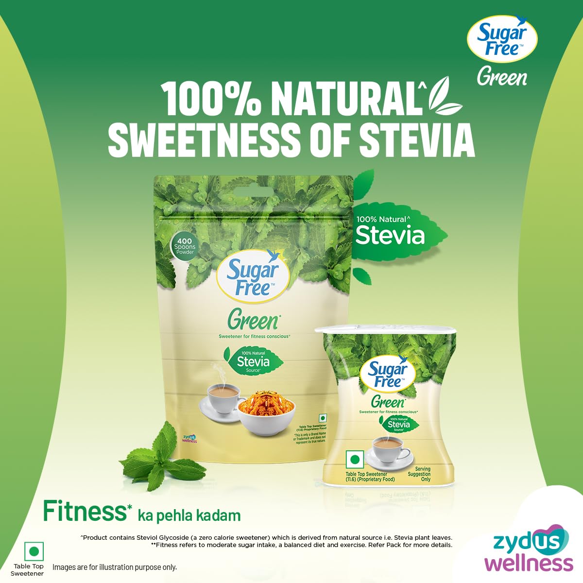 Sugar Free Green Stevia, 300 Pellets |100% Plant-based Natural Sweetener | 100% Natural Meethi Tulsi (Stevia) leaves| Sweet like Sugar but with zero calories | 30g 2