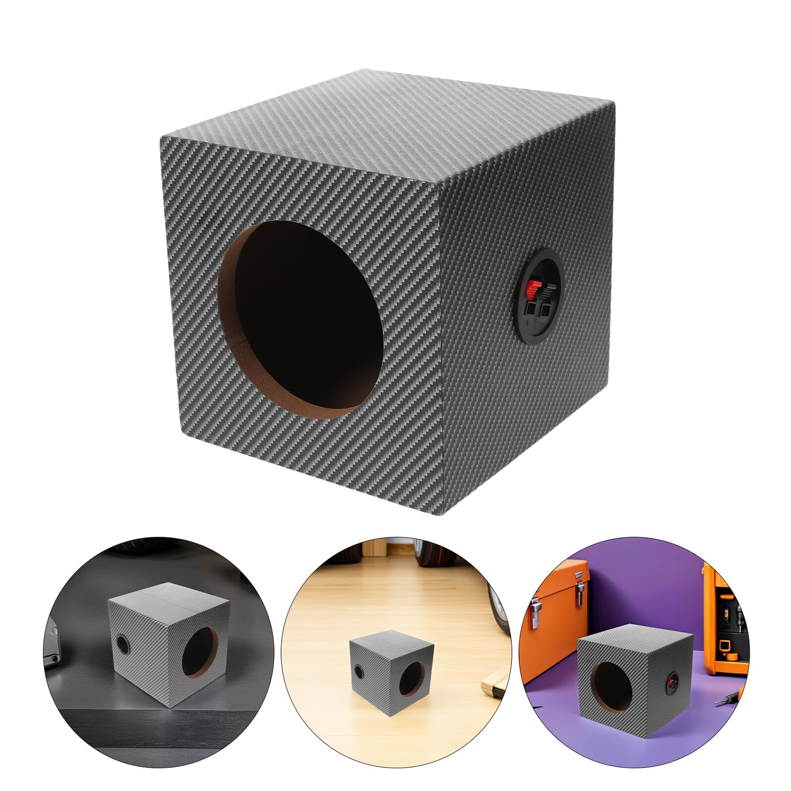 SHINEOFI Cassa per Subwoofer Auto in Legno e Pvc Nero, Scatola Altoparlante Compatta Isolamento Vibrazioni e Bassi Profondi, per Uso Quotidiano in Viaggi e Commuting