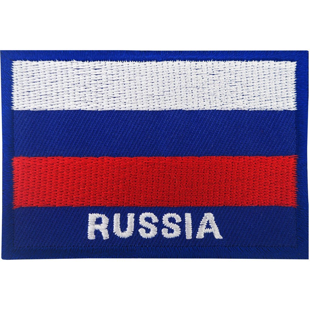 Ellu White, Blue, Red Russia Flag Patch Iron On Badge/Sew On Russian Flag Embroidered Motif Applique 7.1Cm