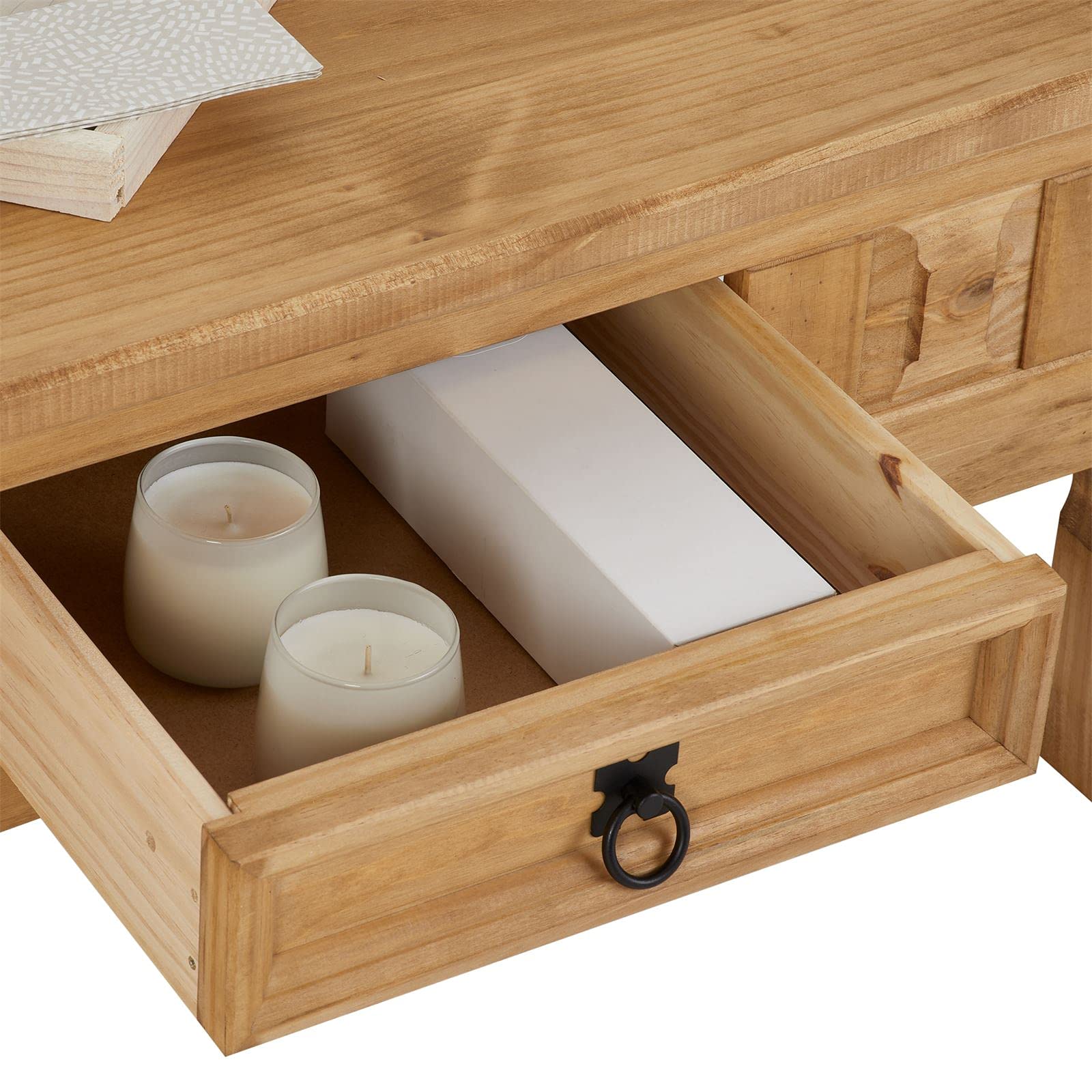 IDIMEX Table Console Salsa, Style Mexicain avec 2 tiroirs et 1 étagère, Table Co