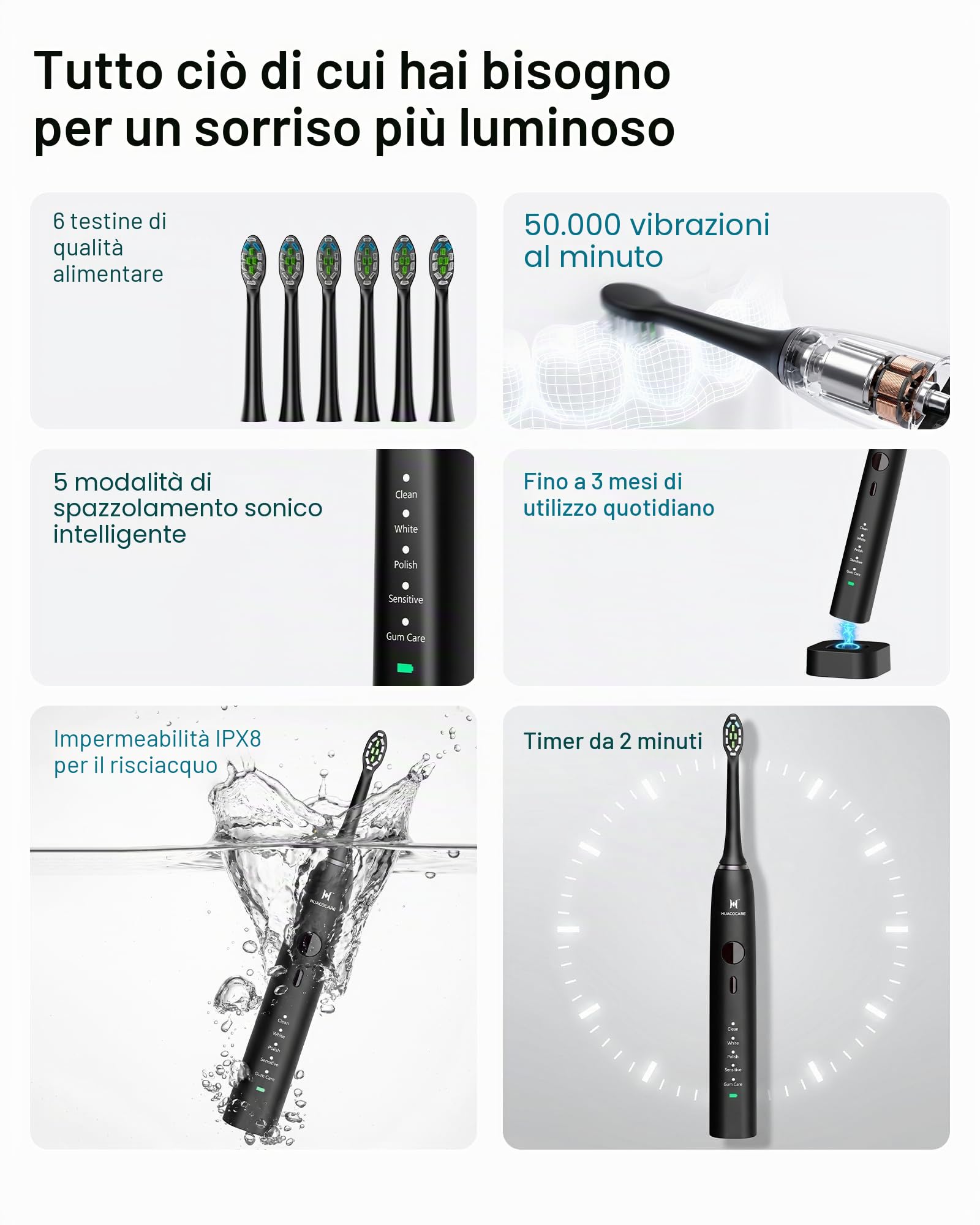 Modello aggiornato di filo interdentale e spazzolino elettrico combinato - 5 modalità di spazzolatura e filo interdentale, cambia il gioco per la tua routine di igiene orale. Kit 2 in 1 per la pulizia