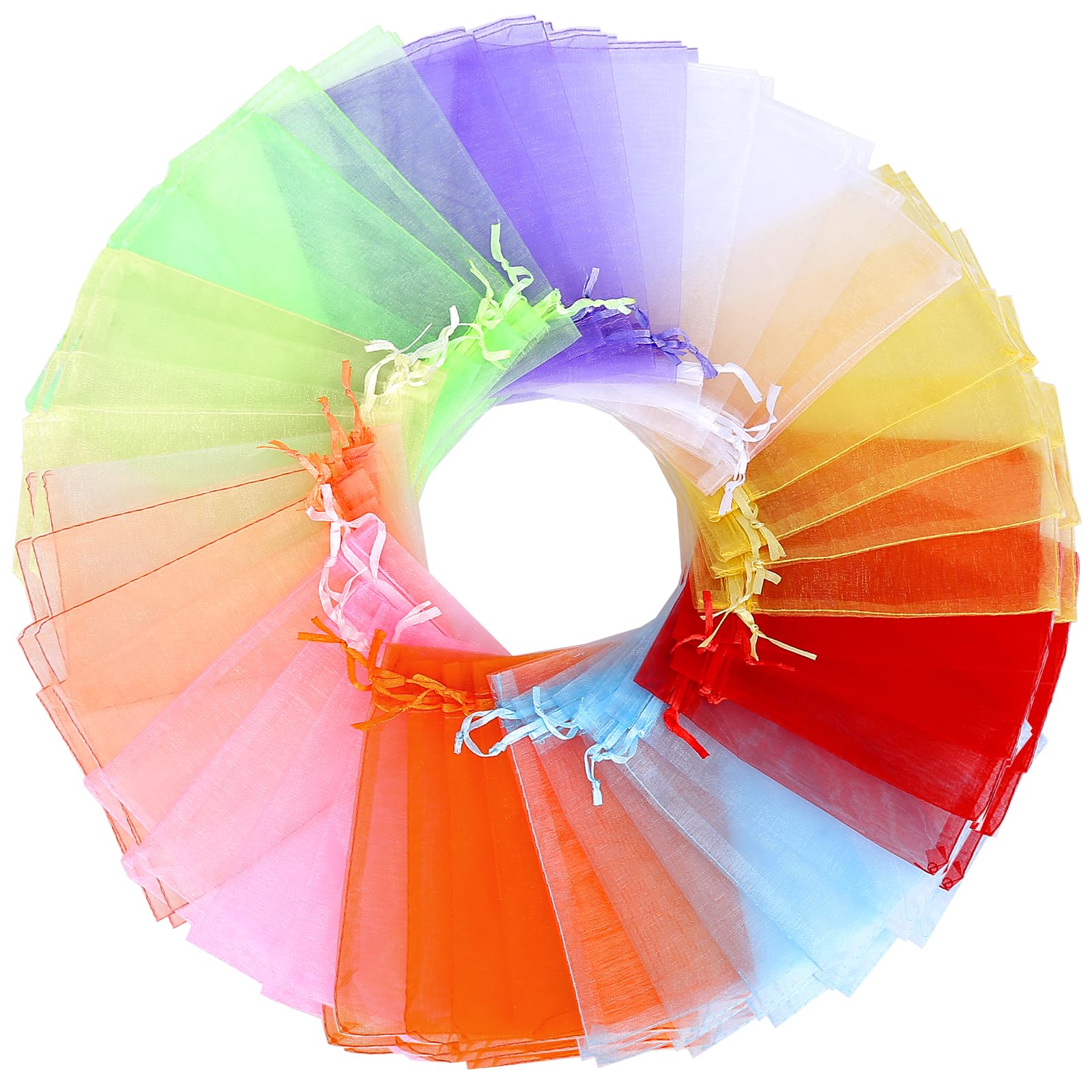 Angooni 200PCS Sheer Organza Gift Bags Wedding Favor Bags with Drawstring, 4x6 Inch Jewelry Pouches Party Festival Candy Bags(10 Colors)