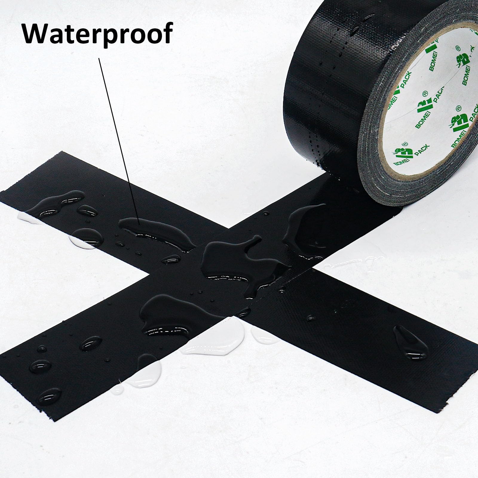 BOMEI PACK Cinta adhesiva de tela negra, 12 rollos de 48 mm x 30 yardas, cinta adhesiva reforzada resistente al agua para fijar reparaciones, cajas de etiquetado de manualidades, sellado y flejes para