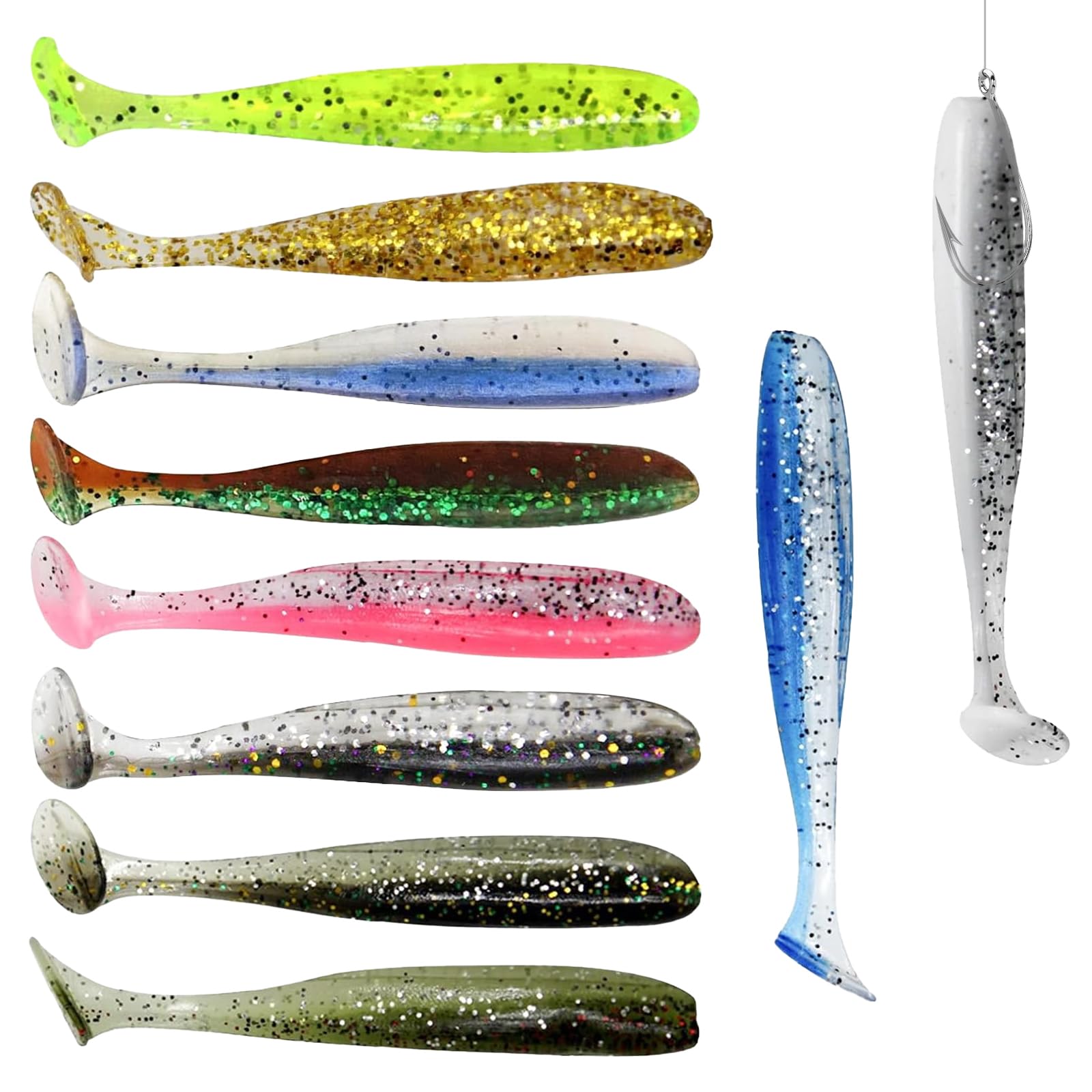 Zestaw 110 sztuk gumowych przynęt na okonie, gumowe przynęty wędkarskie, sandacz, 7 cm, zestaw miękkich sztucznych przynęt gumowych, do szczupaków, okoni, pstrągów