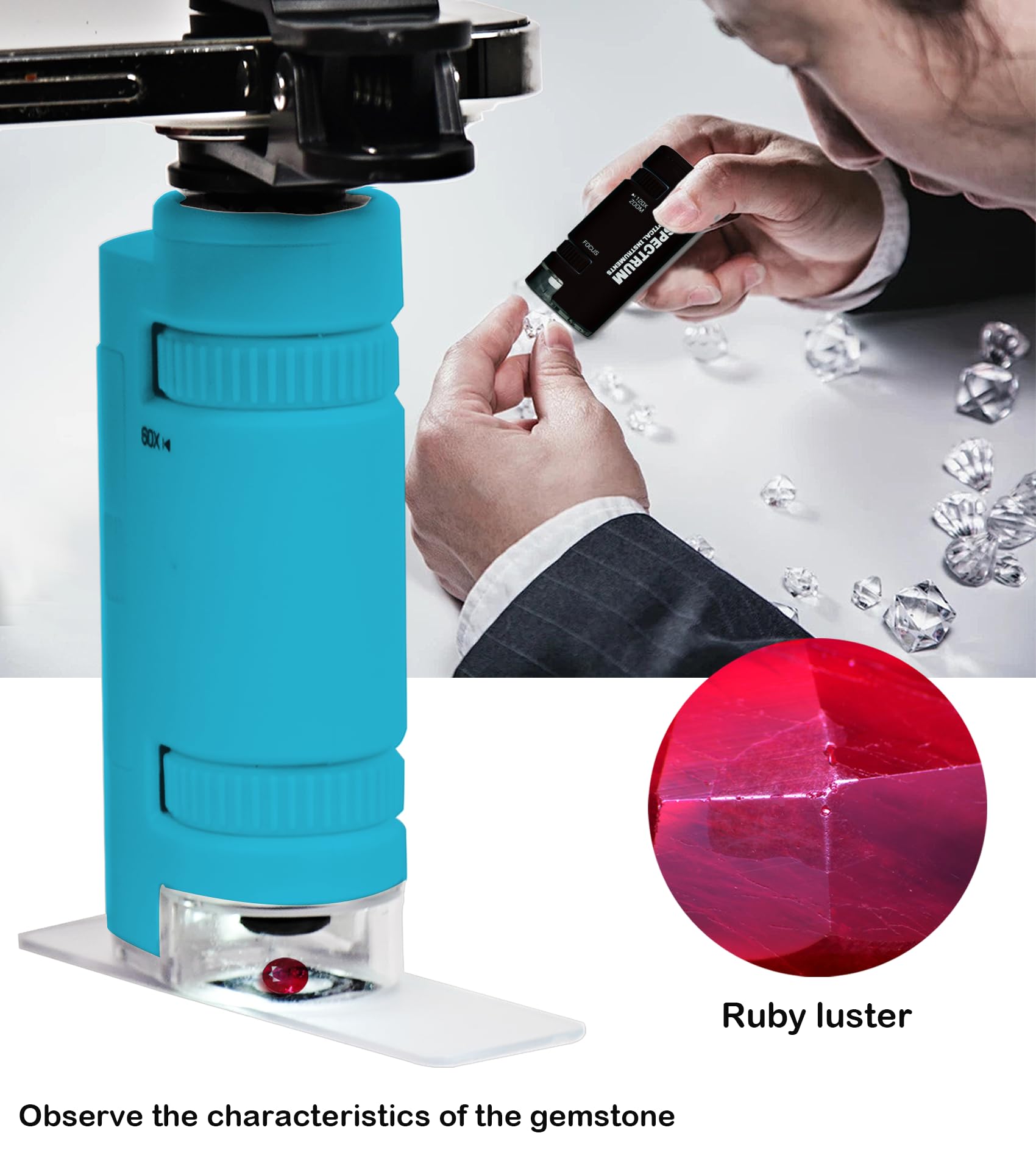 Mini Microscope for Kids, 60X-120X Portable Handheld Microscope with 8 Slide Samples, Blue