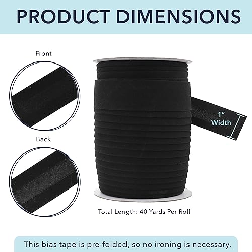 Miniatura 46 de Mandala Crafts Cinta al bies de un solo pliegue de 5/8 pulgadas para coser, acolchar, tuberías, dobladillo, manta y encuadernación de colcha, cinta