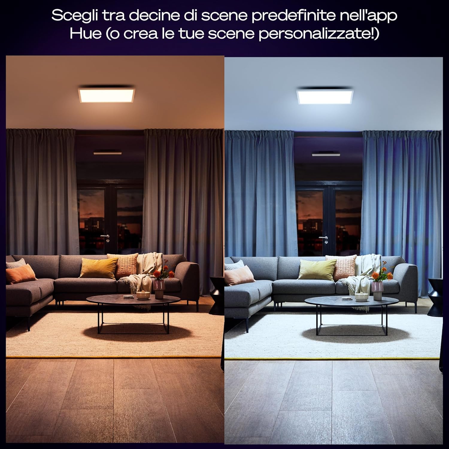 Philips Hue White Ambiance, Pannello Smart Aurelle, luce bianca da calda a fredda, 19W, 60x60cm, bianco, Compatibile Bluetooth, Controllo Vocale con Alexa, Google Assistant e Apple Homekit