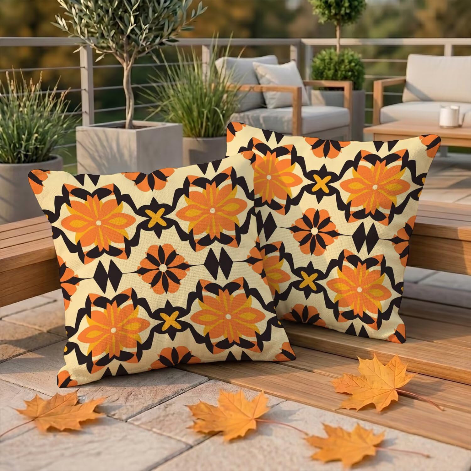 Coussin extérieur imperméable 50x50 pour canapé de jardin et terrasse bohème