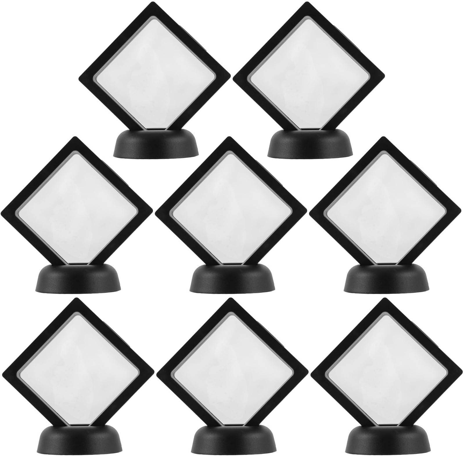 Toddmomy 8pcs 3d Floating Frame Coin Display Stands with Black Base 7x7x2cm for Medallions, Challenge Coins, Jewelry, Gemstones, and Photo Decorations