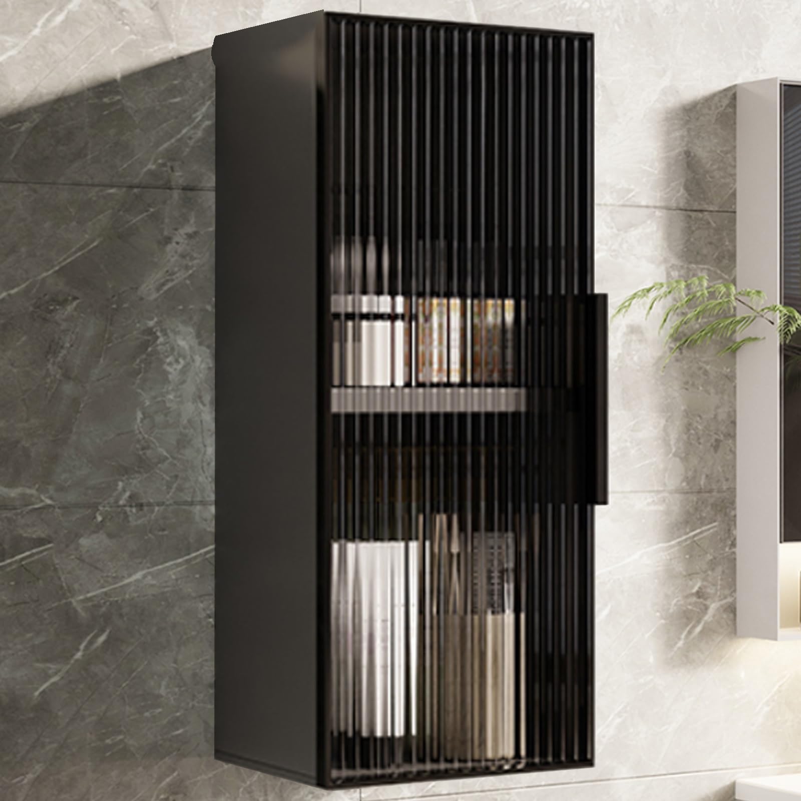 Aluminum Wall Mounted Sto Cabinet Versatile Over The Toilet For Bathroom Kitchen & Dining Room Mcine & Makeup Sto Solut,Black+Black-60*15*25Cm/23.6*5.9*9.8In,Black+black-60*15*25cm/23.6*5.9*9.8in