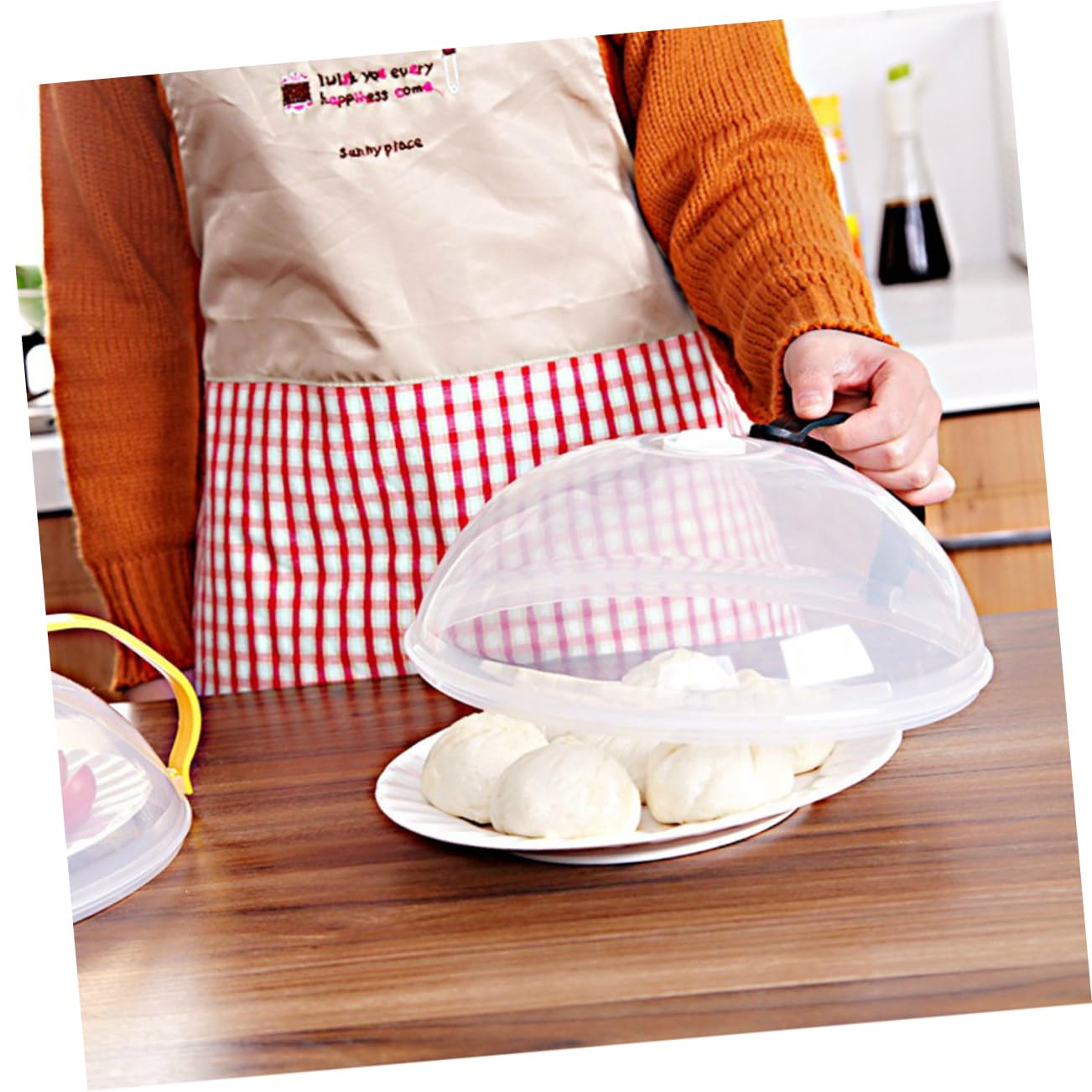 PRETYZOOM Oven Cover for Microwave Splash Cover Portable Handle Design Random Color