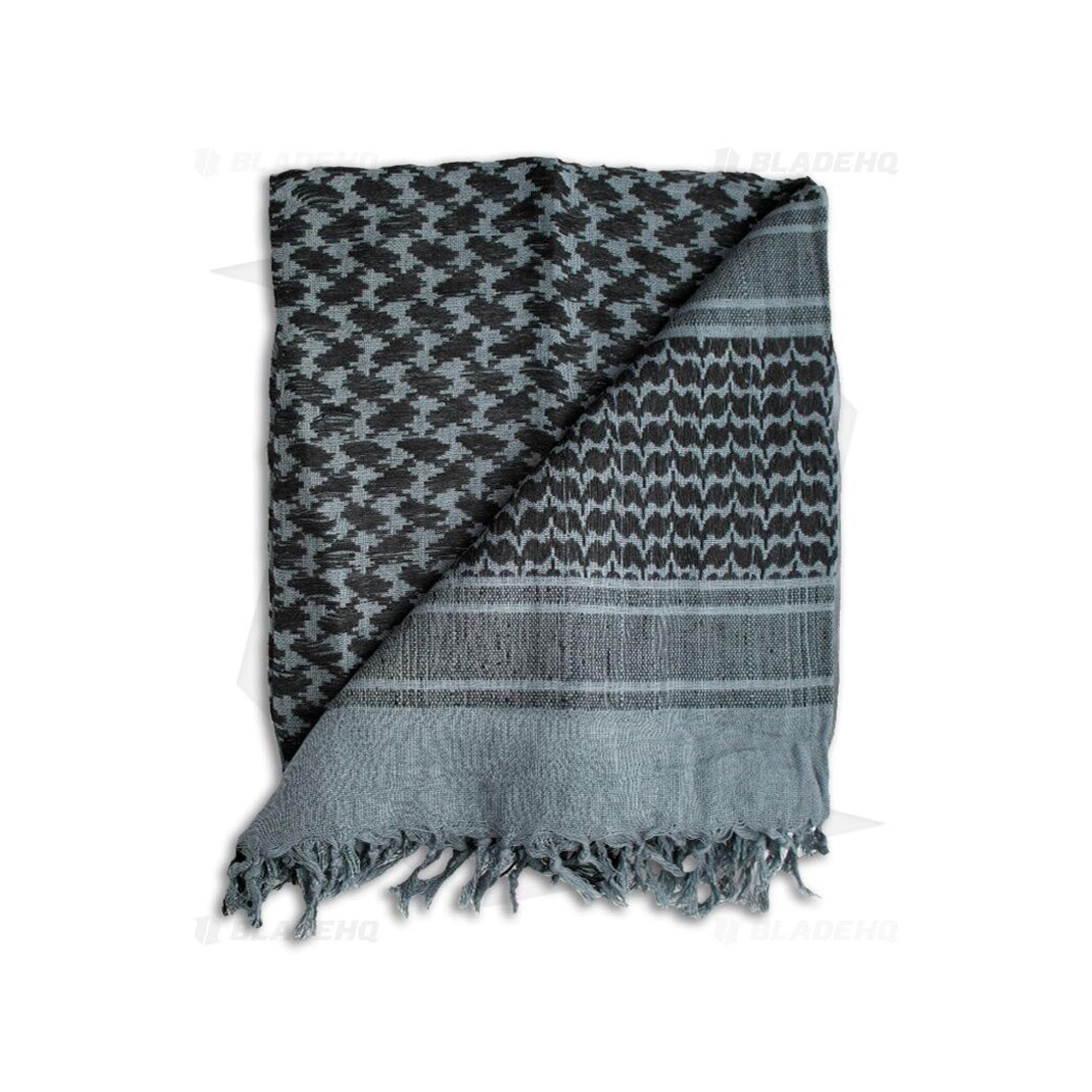 Cotton Shemagh Tactical Desert Keffiyeh Scarf Arab Sun Hat Wrap Soft SAS Army Military Heack Neck Mask Scarf (Grey Black)