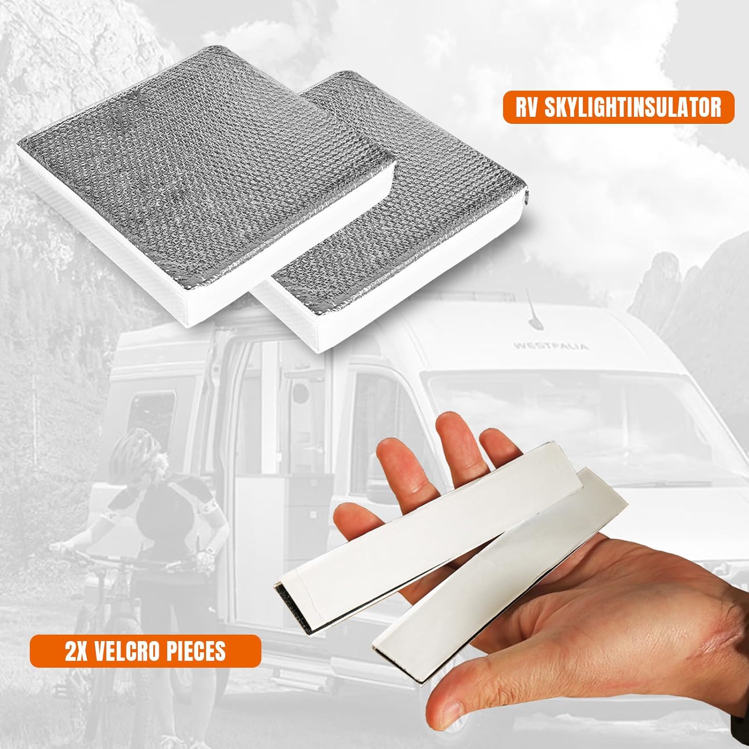 Jack Boss RV Skylight Cover, 2 Pieces Universal Camper/RV Vent Insulator 14"x14"x3", 3 Layers to with Reflective Surface, Skylight Shade Energy Savings Sunroof Fits for Kitchen & Bathroom vent