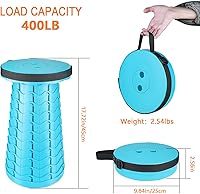 Vista 2 de Boreeman Taburete plegable mejorado, ligero pero más resistente, con capacidad de carga, 400 libras, taburete plegable portátil para camping, pesca