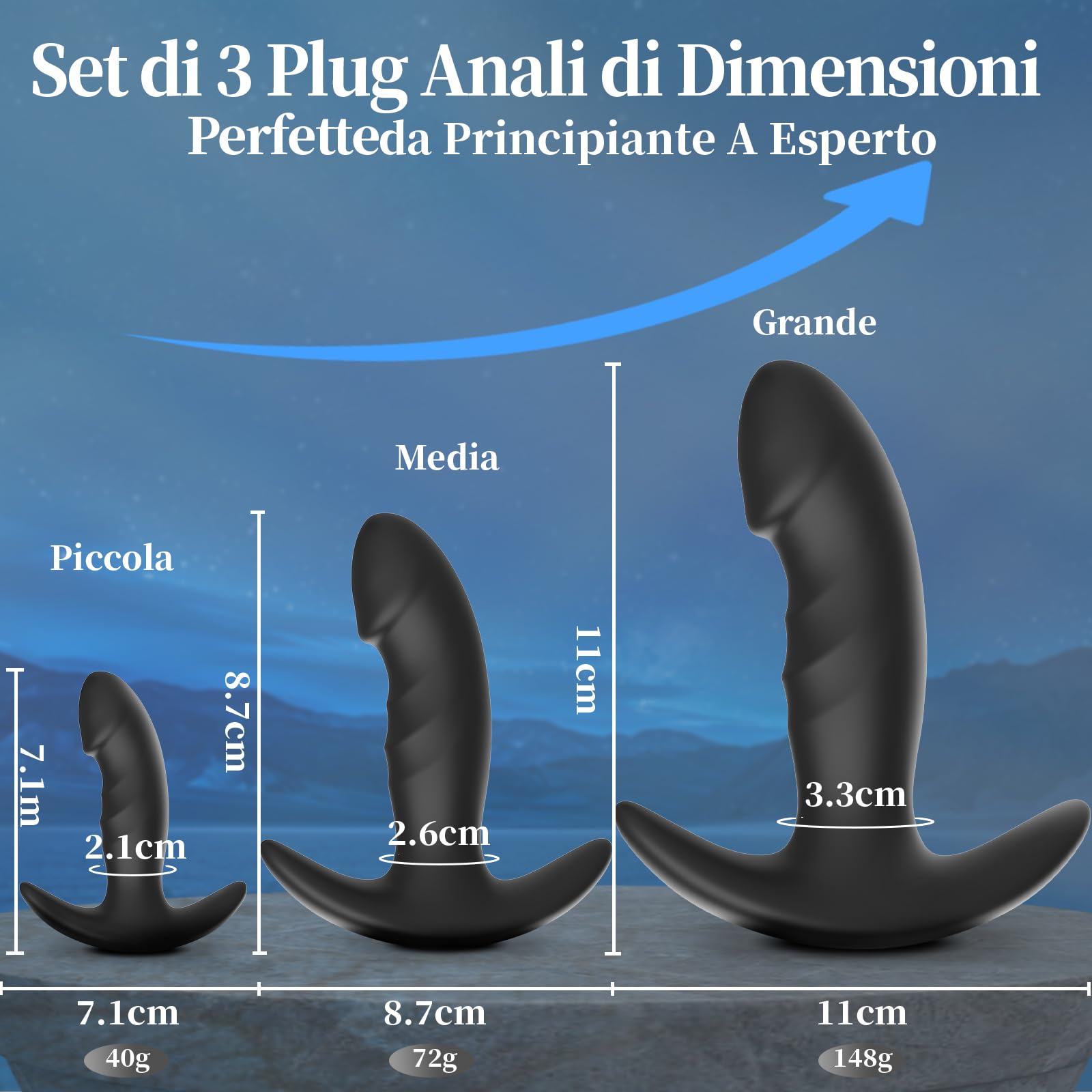 3PCS Plug Analesex Kit Sex Toys Plug Anale Dilatatore Donna Uomo Dildo Anale Dilatatore Ano Analesex Toy Sexytoysys Coppia Toys Sessuali Per Donne Silicone Butt Plug Anali Piccolo,Medio,Grande
