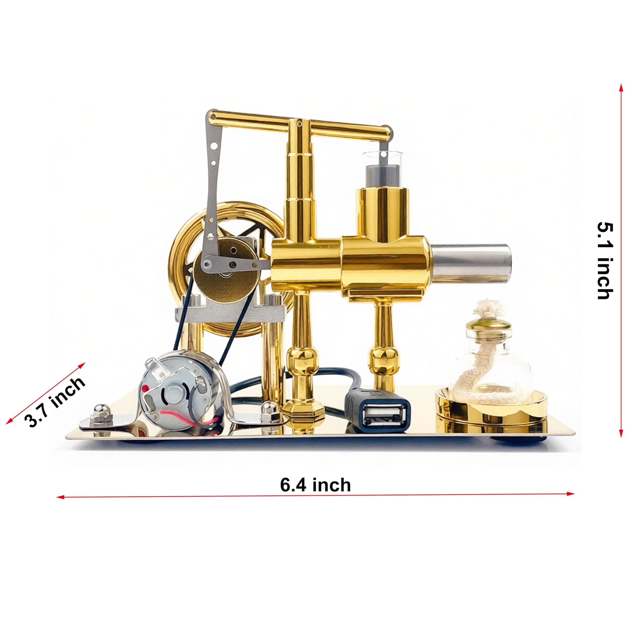 MagicTech Motor de aire caliente Stirling Motor Electricidad Cilindro USB Metal Física Educación Modelo JY27
