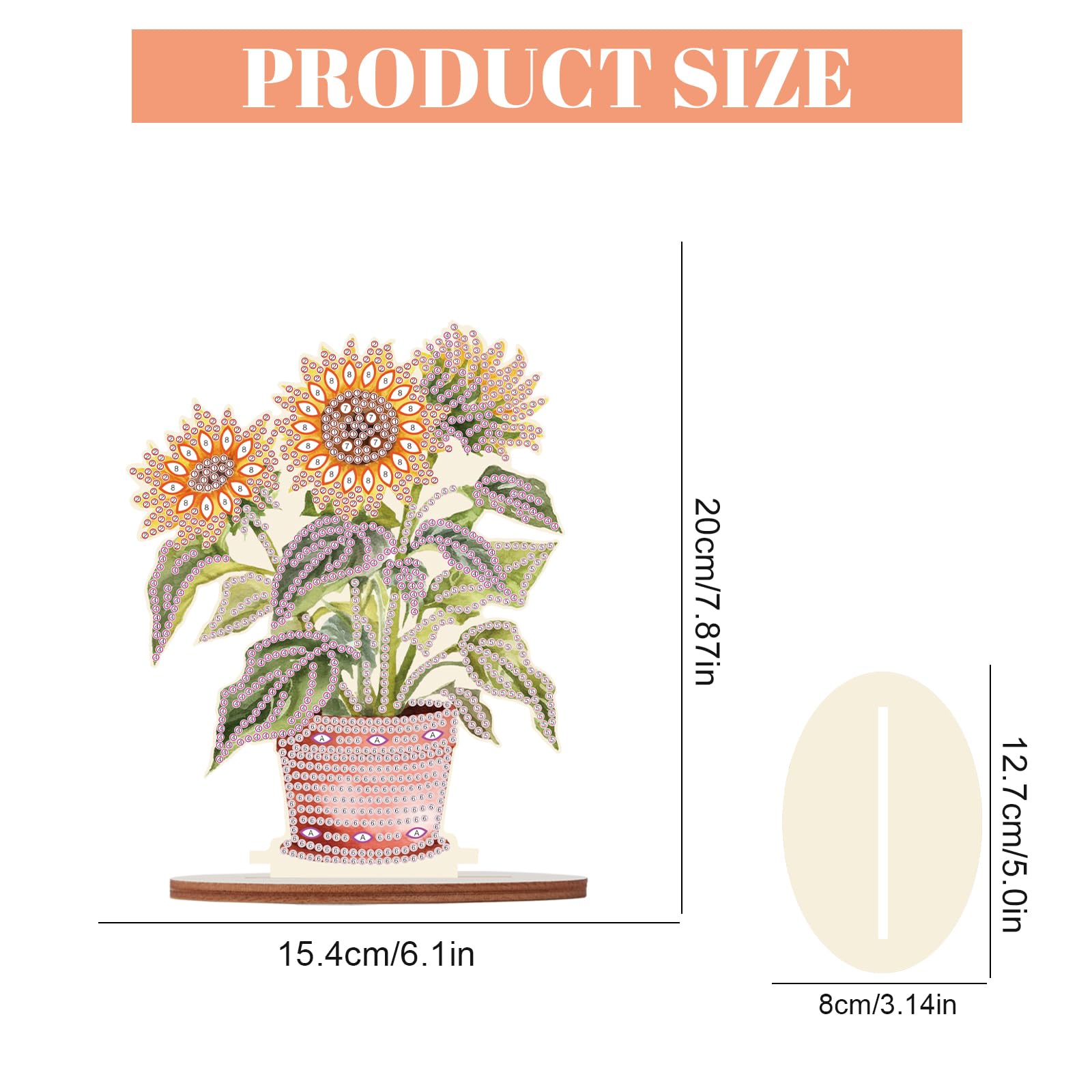 DCIDBEI Diamond Painting 5D – Targa Girasole 15x15 Cm, Kit Completo Con Perline E Pendente, Ornamento Da Parete