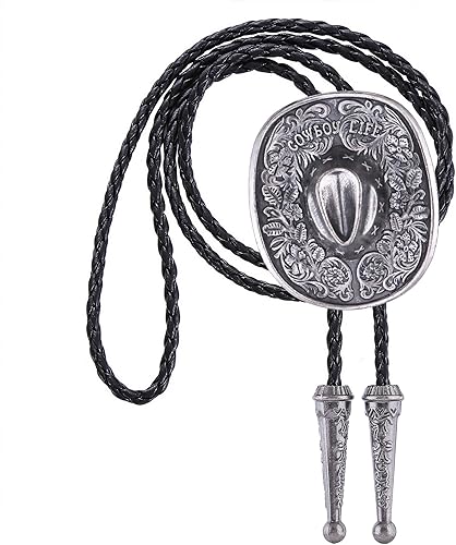 Jeilwiy Corbata de bolo para hombre, corbata de vaquero occidental, collar de corbata de bolo dorado, corbata de cuero, corbata de Halloween,