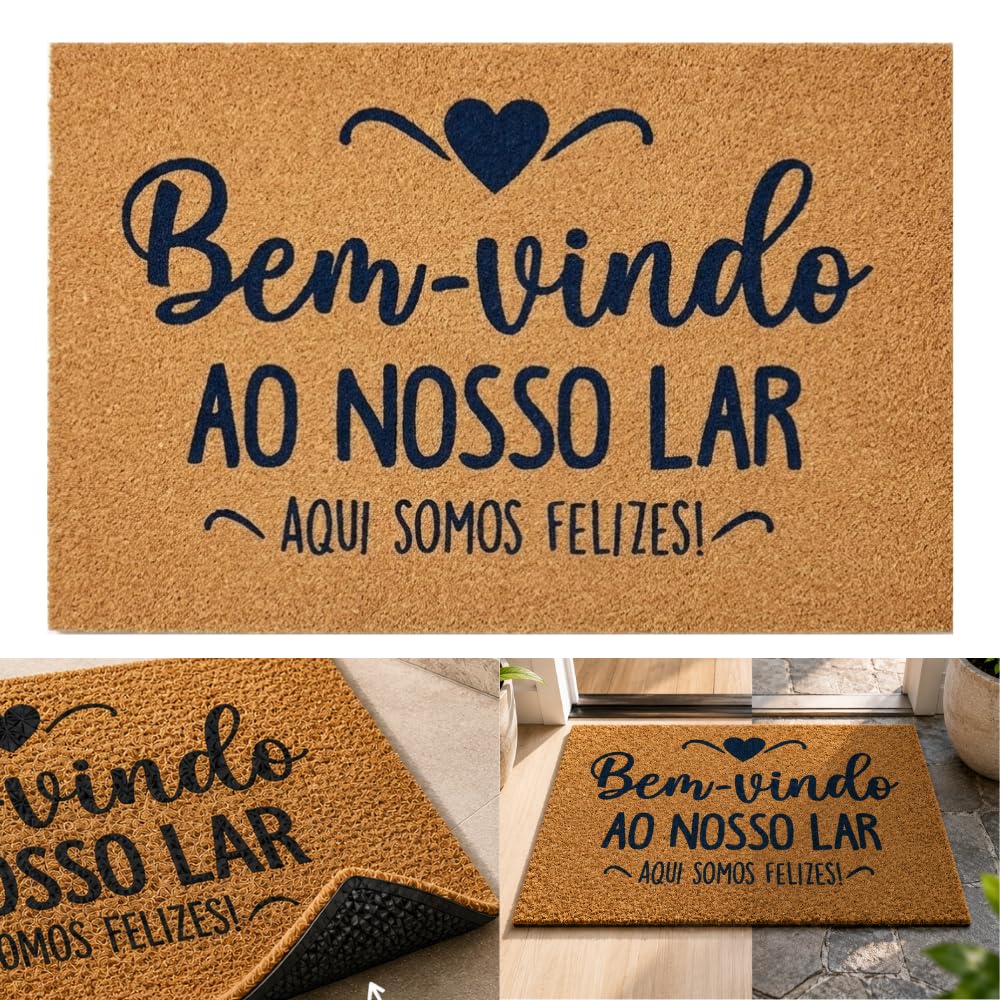 Capacho de Entrada 39x59cm Antiderrapante - Tapete para Porta Resistente e Lavável,