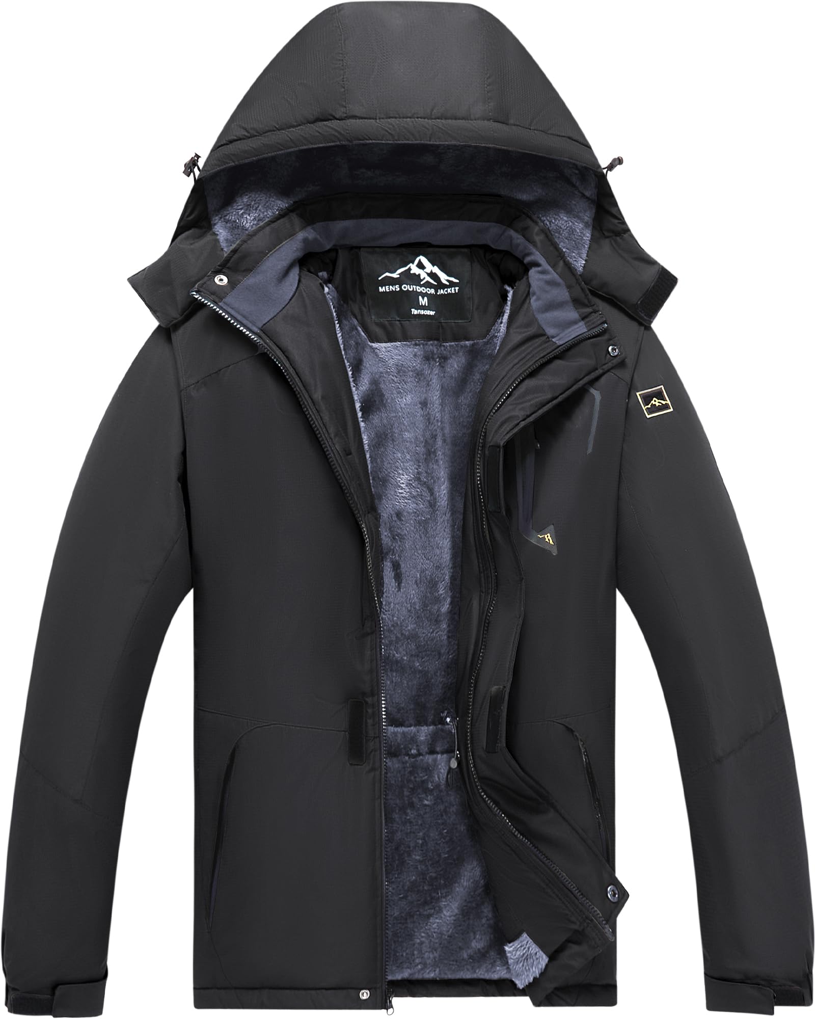 Tansozer Uomo Impermeabile Giacca Invernale Antivento caldo Sci Cappotto in Pile con Cappuccio Rimovibile