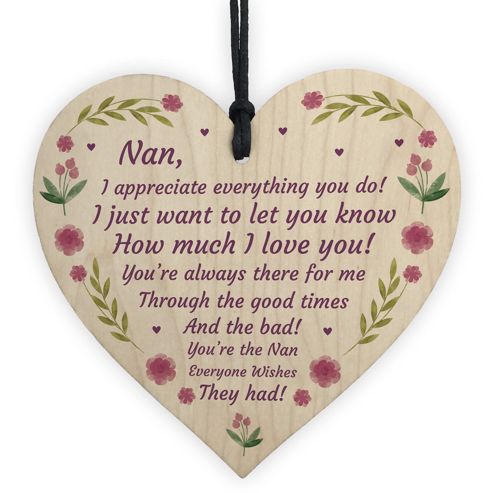Mothers Day Gift Lockdown Gift for Nan Wooden Heart Thank You Gift For Her