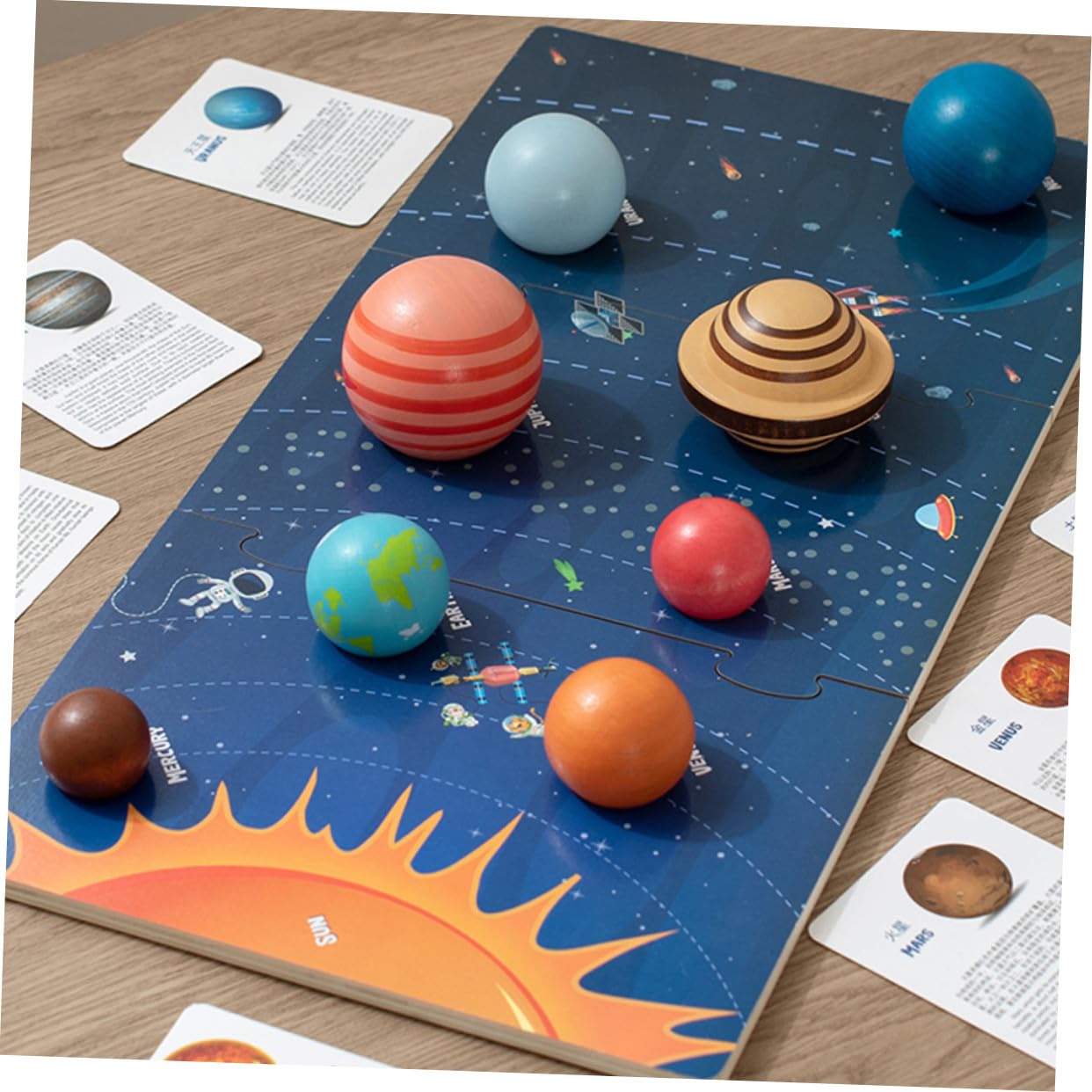 Puzzle Sistema Solar Montessori de Madera para Juguete Educativo de Cognición con Didáctico para Niñas de Edad Temprana
