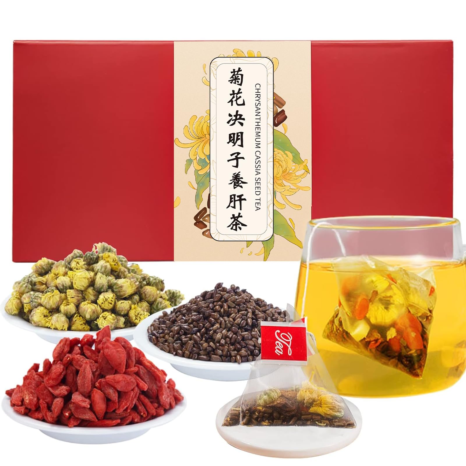 煕渓 菊花决明子茶 260g (30包)菊花決明子茶 菊の花ケツメイシ茶 配合ハーブ茶 カフェインフリーの花茶 健康茶 養生茶 自然栽培 無添加