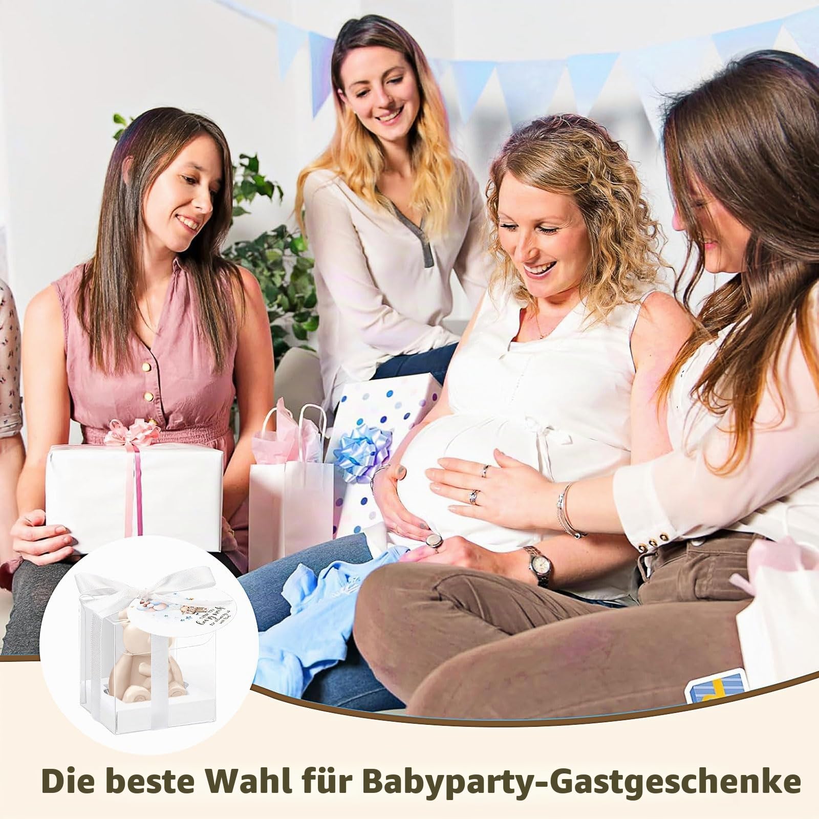 36 Stück Bärenseifen für Babypartys, Mini-Geschenkseife mit Dankeskarten und Boxen, duftende Seifen, Großpackung für Dekoration, Gastgeschenk, Hochzeitsbedarf, Geschlechtsoffenbarung, Party, Weiß und
