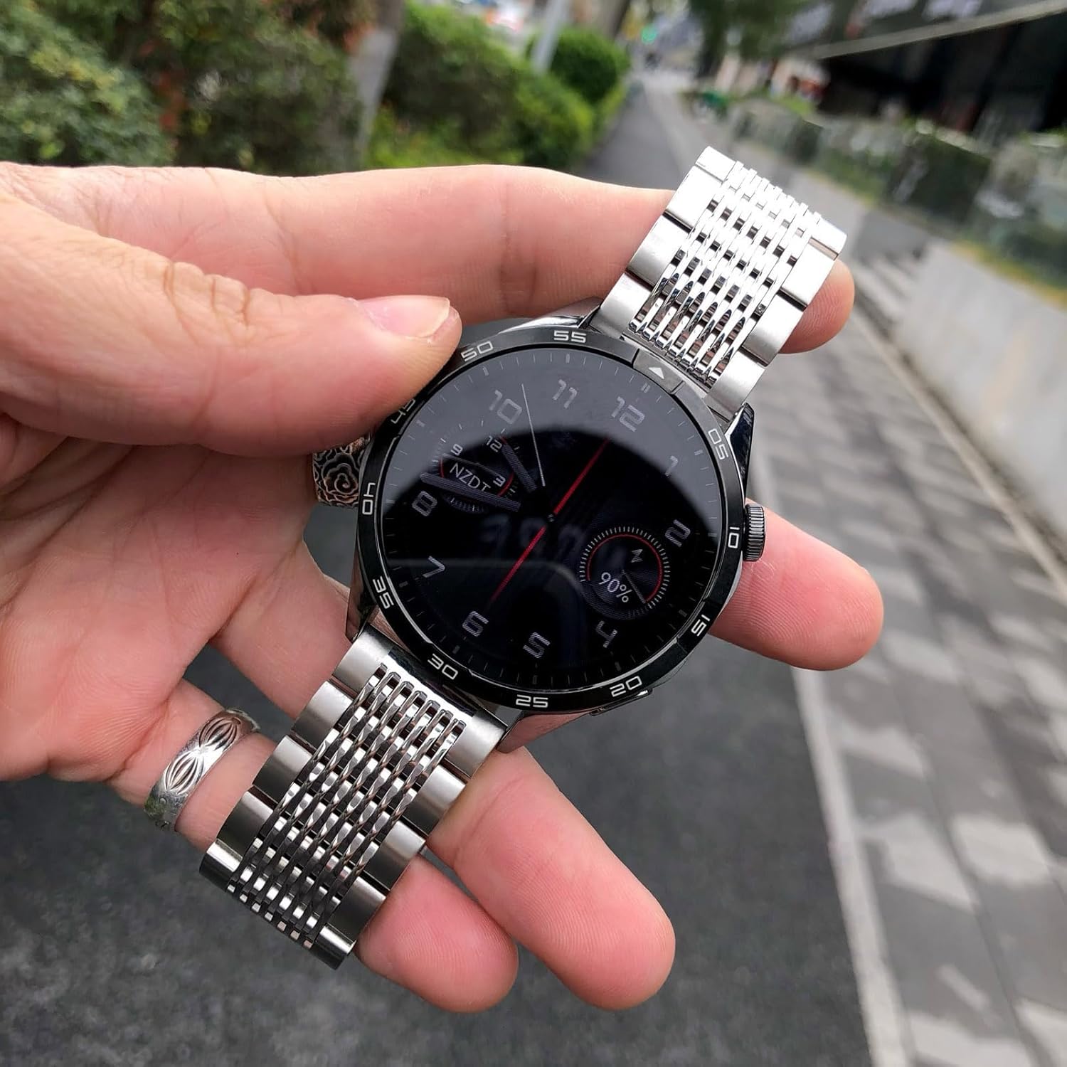 Stainless Steel Watch Band Quick Release Matte Metal Replacement Strap with Double-Lock Deployment Clasp Polished Watch Bracelet 18mm 20mm 22mm 24mm Universal Replacement Band for Men Women - Image 5