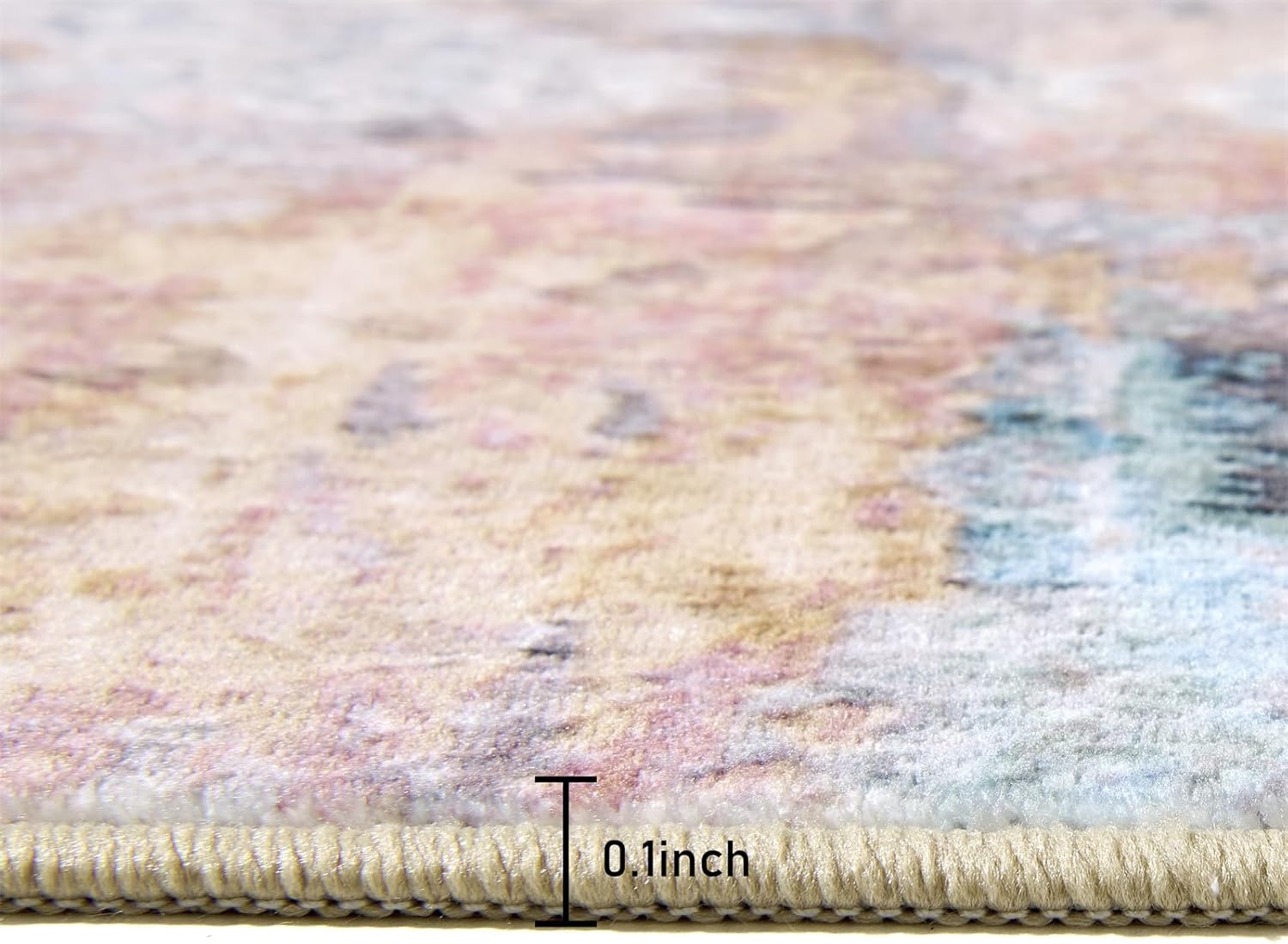 Modern Abstract 4x6 Area Rug Washable - Thin Pile Vintage Distressed Oriental Living Room Carpet Stain Resistant, Tribal Medallions Accent Indoor Rugs for Dining Room Kitchen Entryway Office Bedroom