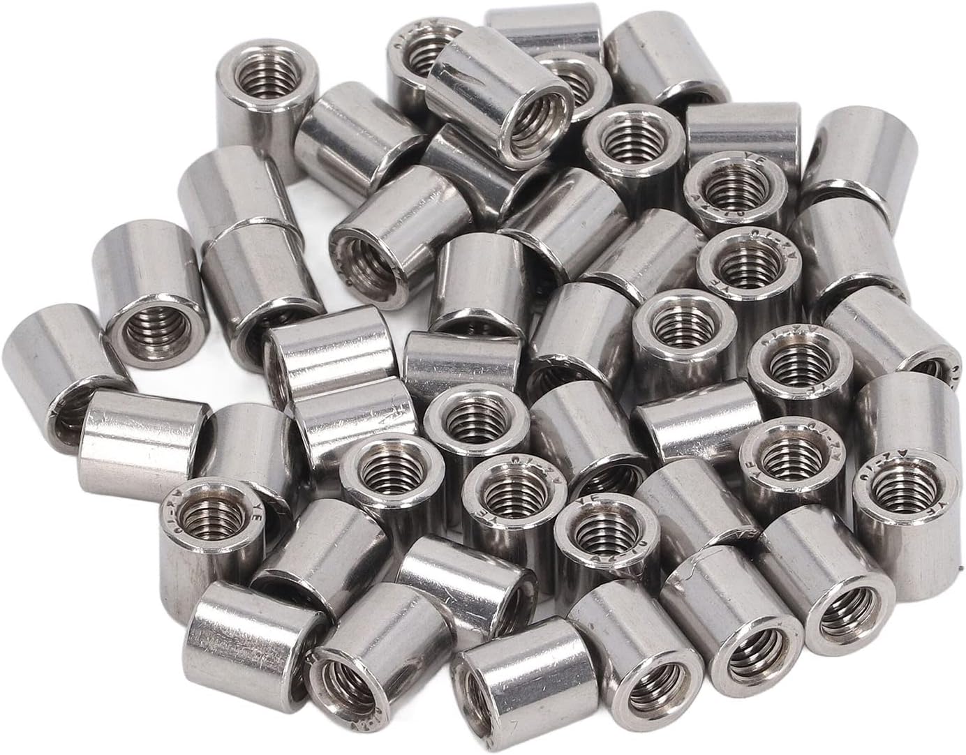 50 PCS Round Coupling Nuts, M6 Female Thread Coupling Nuts