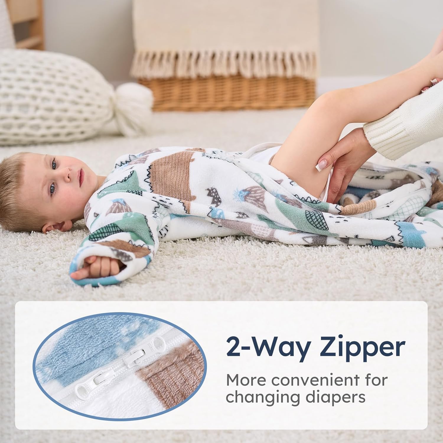 Yoofoss Baby Sleep Sack 6-12 Months, Long Sleeve Sleep Sack 1.5 Tog, Fleece Baby Wearable Blanket with 2-Way Zipper, Soft Warm - Image 4