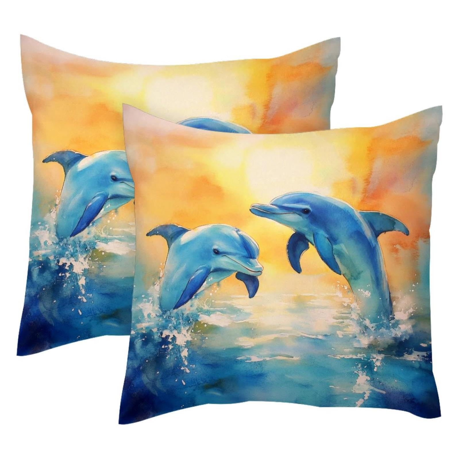Fundas de almohada decorativas de terciopelo suave y diseño marino de doble cara