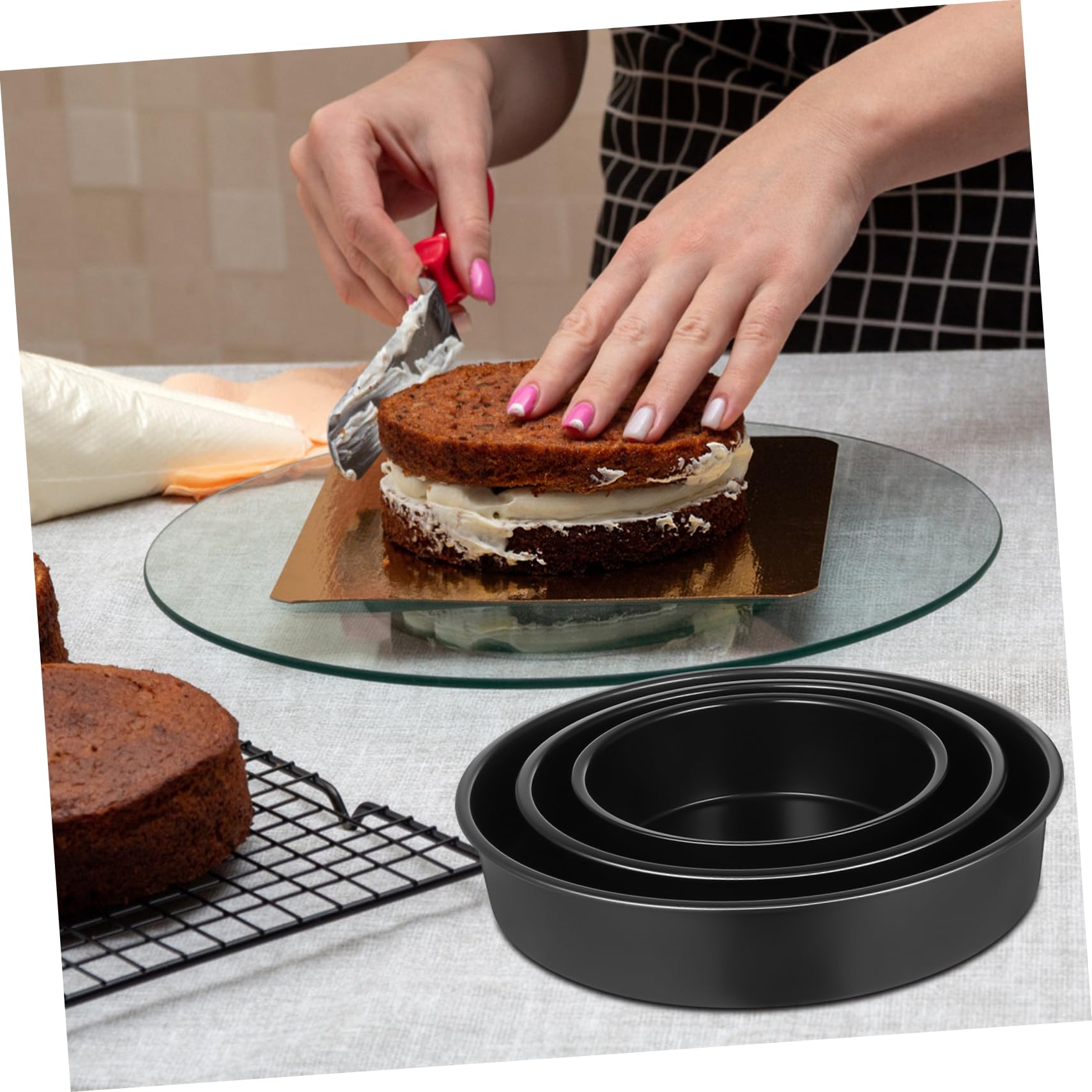 Amosfun Forniture Per La Cottura Al Forno 3 Pezzi Teglie Rotonde Per Torte in Carta Da Forno Antiaderente Per Torte A Strati 6 8 10